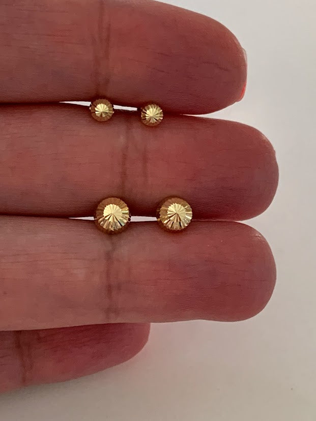 14K Gold Half Dome Stud Earrings | 3MM, 6MM  Half Dome Earrings
