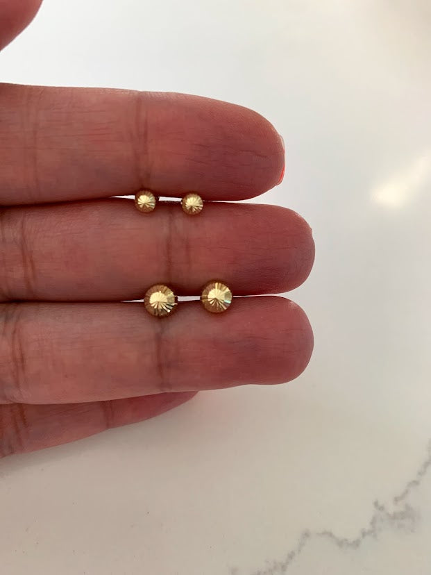 14K Gold Half Dome Stud Earrings | 3MM, 6MM  Half Dome Earrings