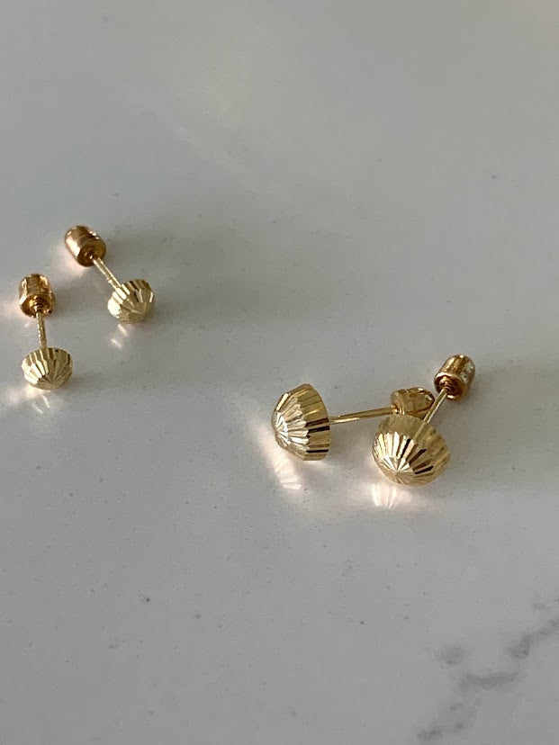 14K Gold Half Dome Stud Earrings | 3MM, 6MM  Half Dome Earrings