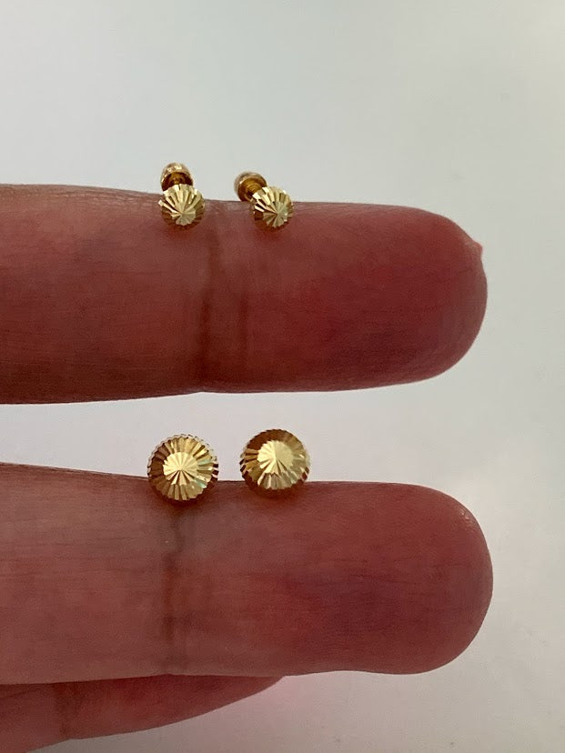 14K Gold Half Dome Stud Earrings | 3MM, 6MM  Half Dome Earrings