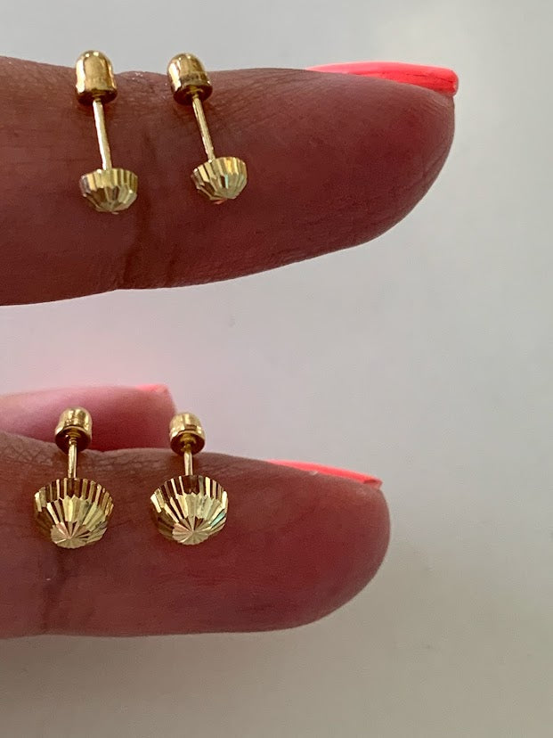 14K Gold Half Dome Stud Earrings | 3MM, 6MM  Half Dome Earrings