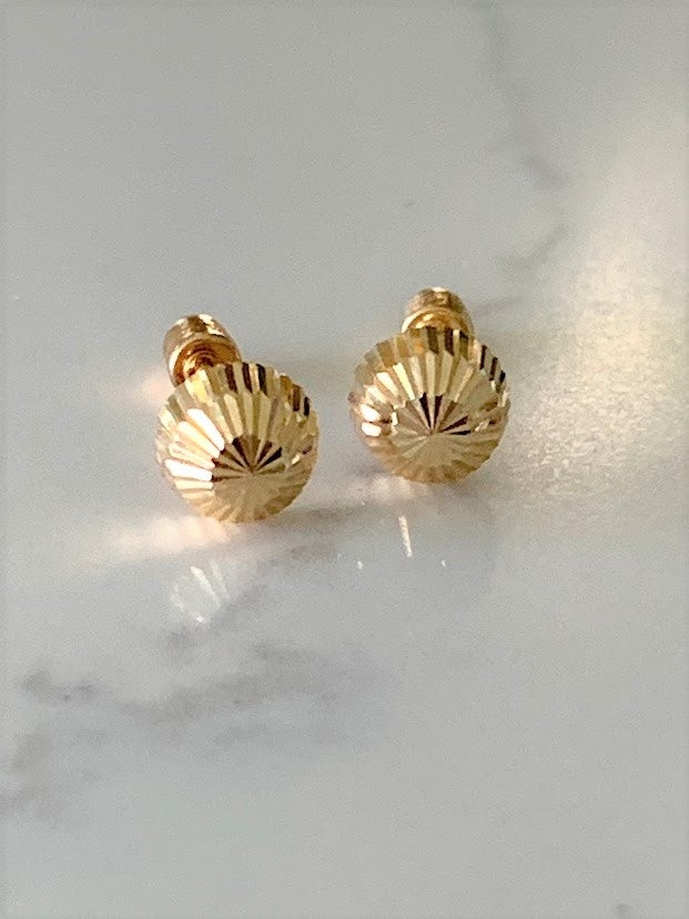 14K Gold Half Dome Stud Earrings | 3MM, 6MM  Half Dome Earrings