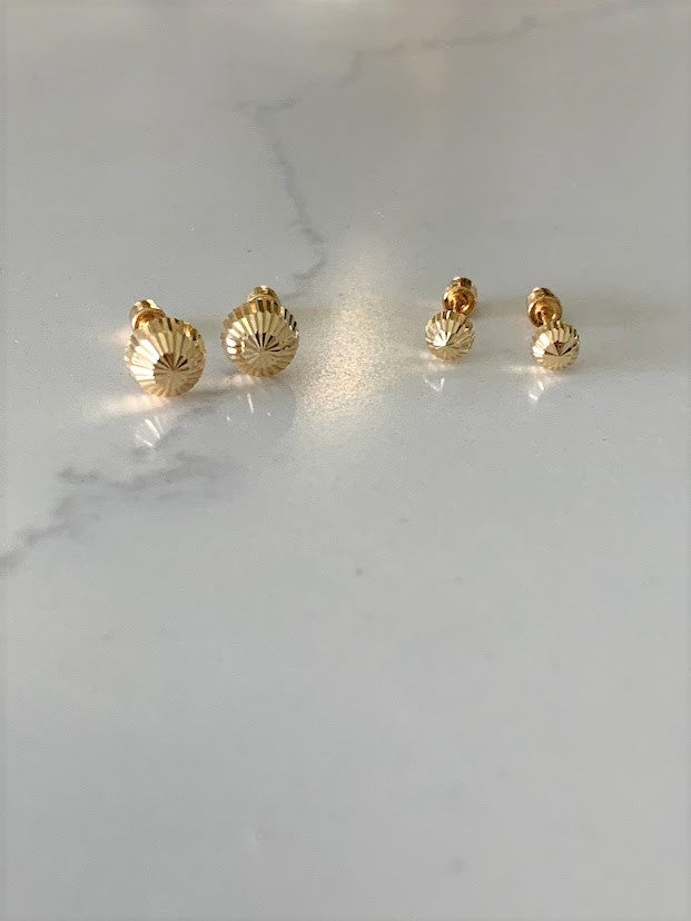 14K Gold Half Dome Stud Earrings | 3MM, 6MM  Half Dome Earrings