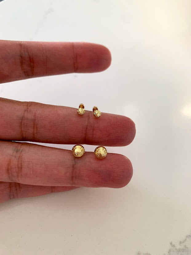 14K Gold Half Dome Stud Earrings | 3MM, 6MM  Half Dome Earrings