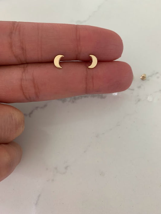 14K Gold Crescent Moon Stud Earrings | Hypoallergenic | Minimalist | Dainty Gifts for Her | Girls| Birthday| Gift for mom| Small Tiny Studs Active