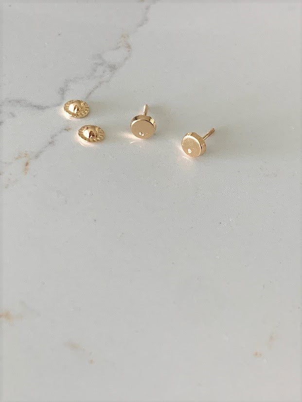 5MM Round Disc with CZ | Screw Back Stud | 14K Gold Dainty | Tiny & Minimalist Circle Dot Stud Earrings | Circle Studs | Round Tack Disc Earrings