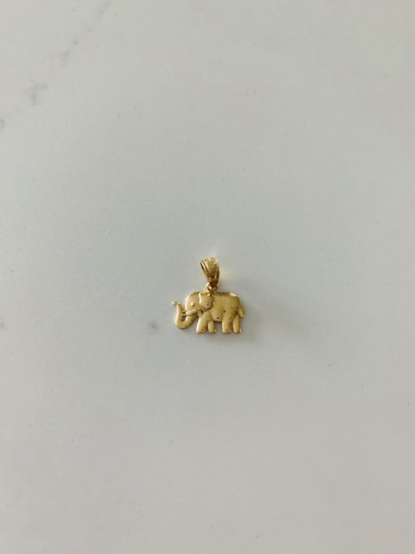 7MM 14K Solid Gold Elephant Pendant | Yellow Gold Pendant | Shiny Elephant Pendant | 14K Solid Gold Pendant