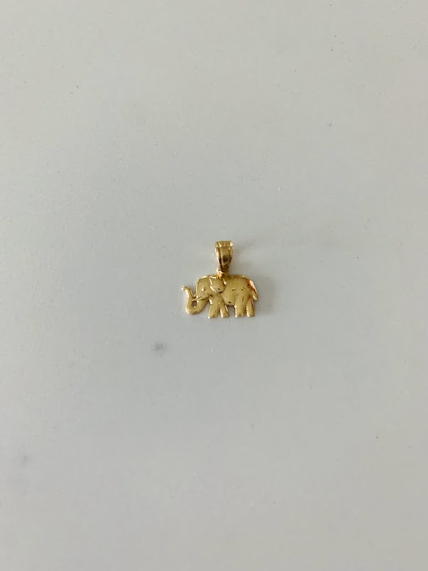 7MM 14K Solid Gold Elephant Pendant | Yellow Gold Pendant | Shiny Elephant Pendant | 14K Solid Gold Pendant