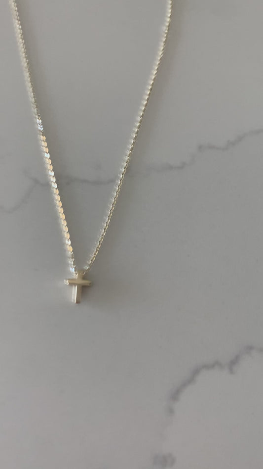 14K Gold Tiny Cross Necklace, Religious Jewelry Gift, Women's Christian Faith, Small Cross Pendant, Bold Cross Gift