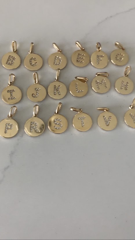 14K Gold Dainty Initial Disc Pendant