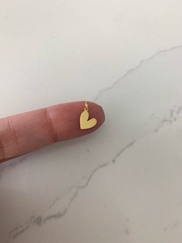 14K Solid Gold Heart Pendant | Heart Charms | Solid Gold Heart | Dainty Thin Heart Pendant Charm | Minimalist