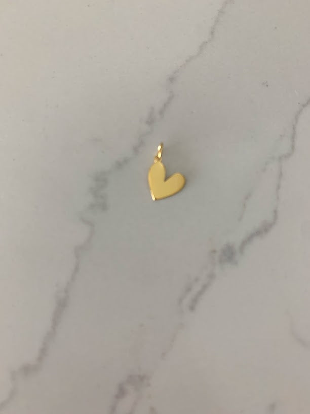 14K Solid Gold Heart Pendant | Heart Charms | Solid Gold Heart | Dainty Thin Heart Pendant Charm | Minimalist