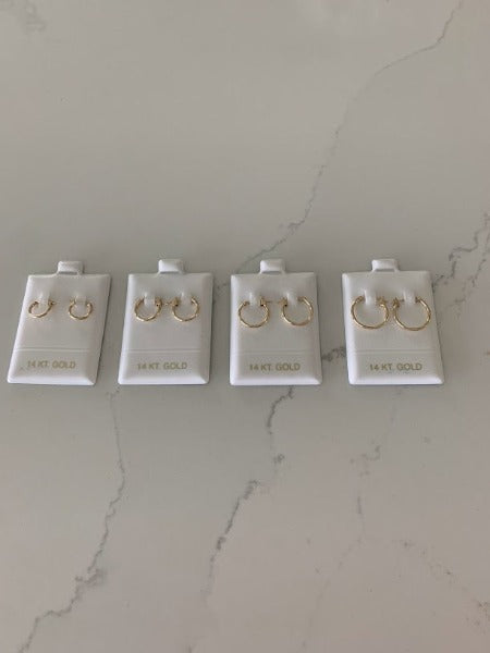 14K Solid Gold Dainty Hoops