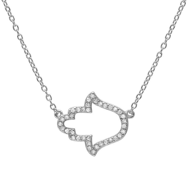 Hamsa Necklace in Sterling Silver