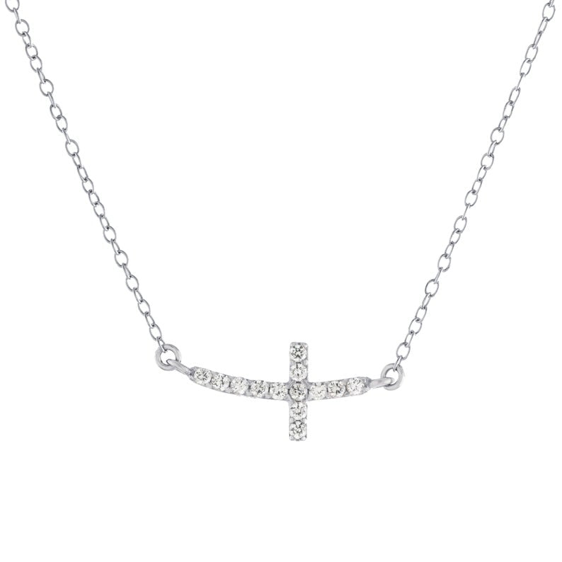 Sideways Cross Necklace in Sterling Silver