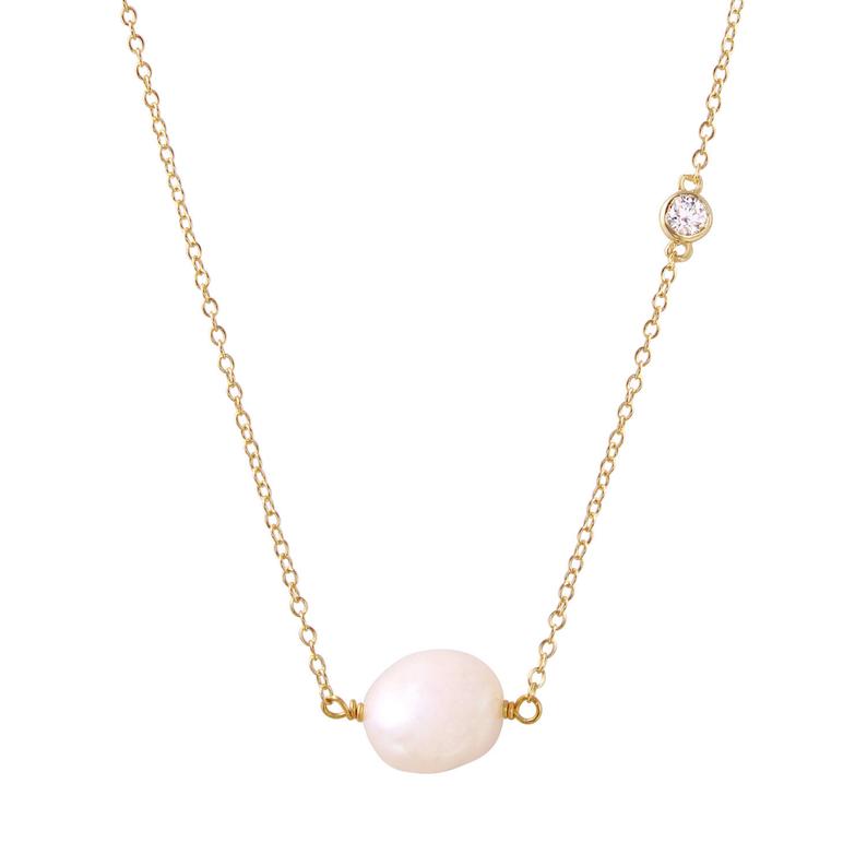 Pearl Necklace in Sterling Silver and Gold Vermeil