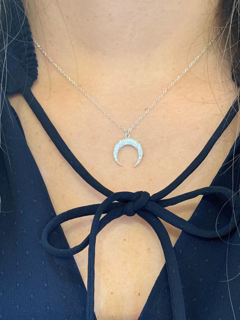 Reversed  Crescent Moon Necklace in Sterling Silver
