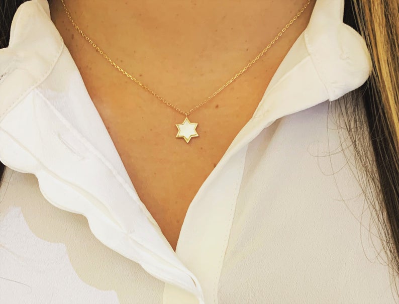 Mother Pearl Star Necklace in Gold Vermeil and Sterling Silver