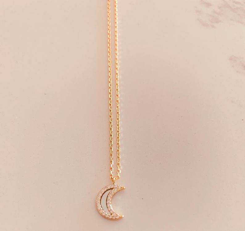 Mother-Pearl Moon Necklace in Sterling Silver