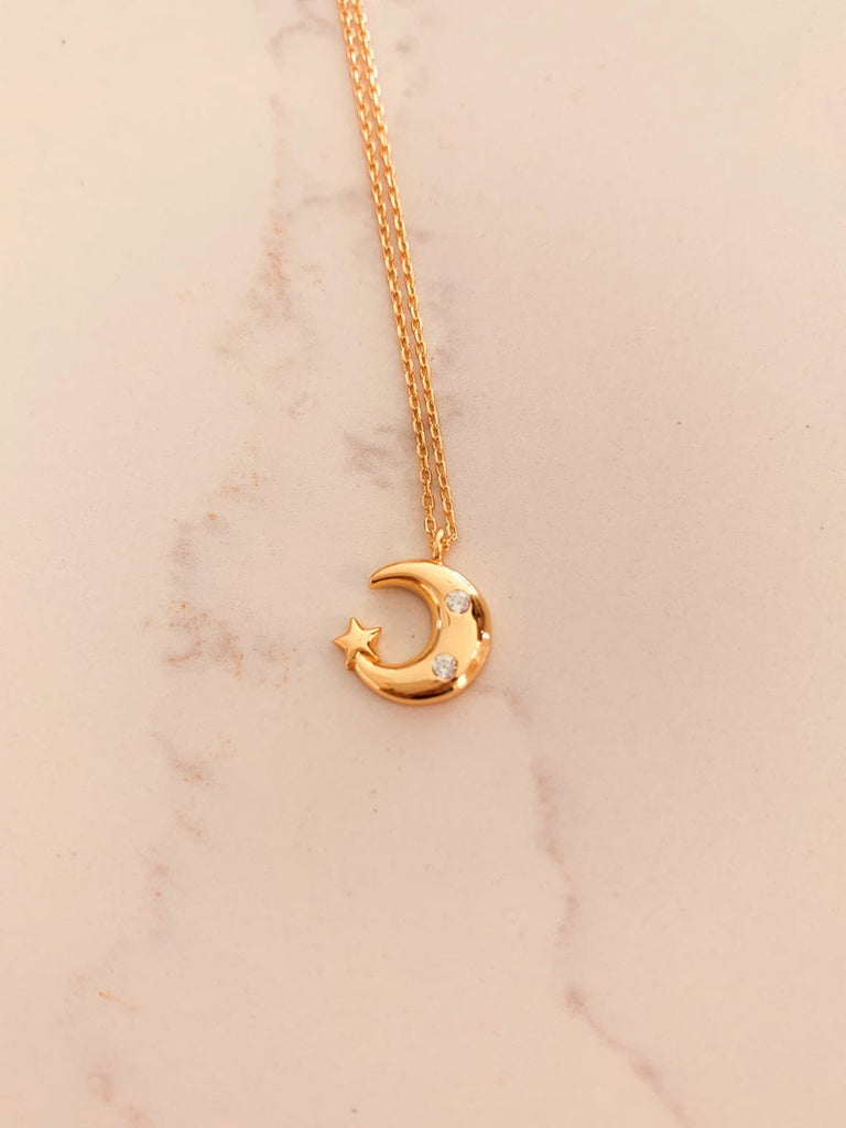 Moon Necklace, Moon ZC, Dainty Necklace, Layering Necklace, Minimalist Jewelry, Star Necklace, Crescent Moon, Gold, Silver, Sterling Silver