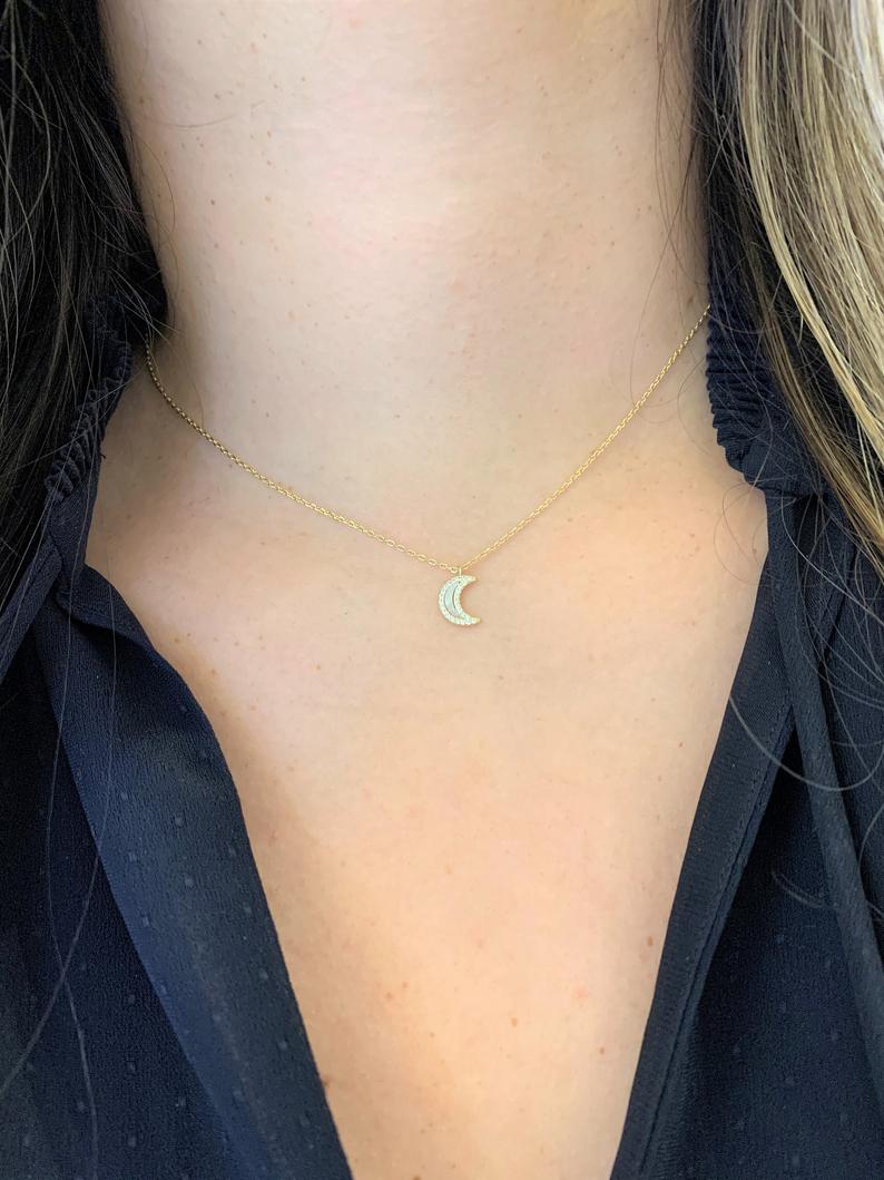 Mother-Pearl Moon Necklace in Sterling Silver