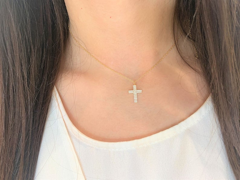Medium Gold Cross Necklace Silver Cross Women Big Small Cross Necklace Religious Necklace Jewelry Dainty Cross Necklace Gold Cross Pendant