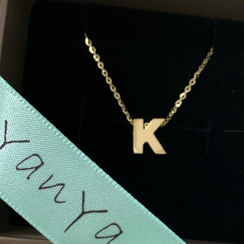 14k Solid Gold Initial Necklace | Bold Floating Initial Necklace