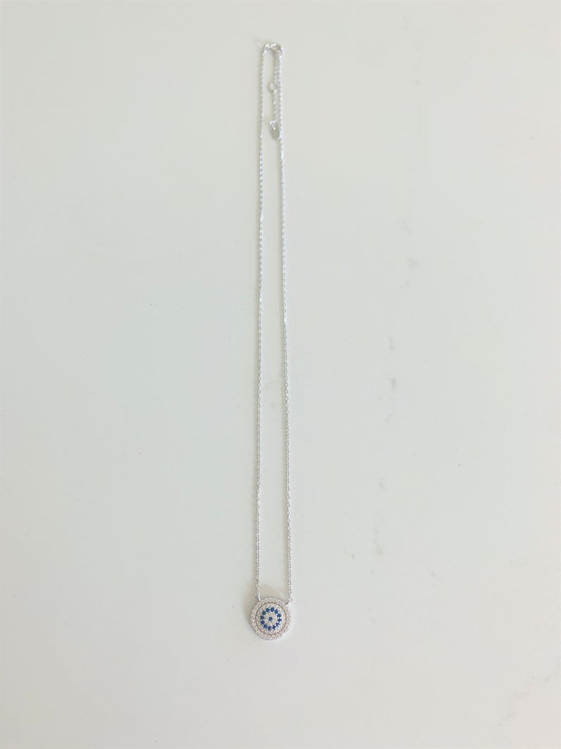 Medium Evil Eye Necklace, Kabbalah Necklace, Protection Necklace, Bridesmaid Jewelry, Mothers Day Gift , Layering, Stack, Layer