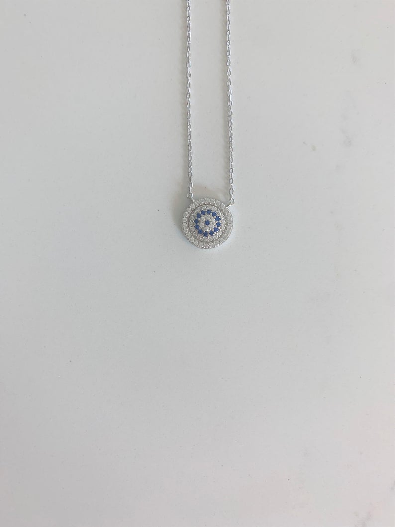 Medium Evil Eye Necklace, Kabbalah Necklace, Protection Necklace, Bridesmaid Jewelry, Mothers Day Gift , Layering, Stack, Layer