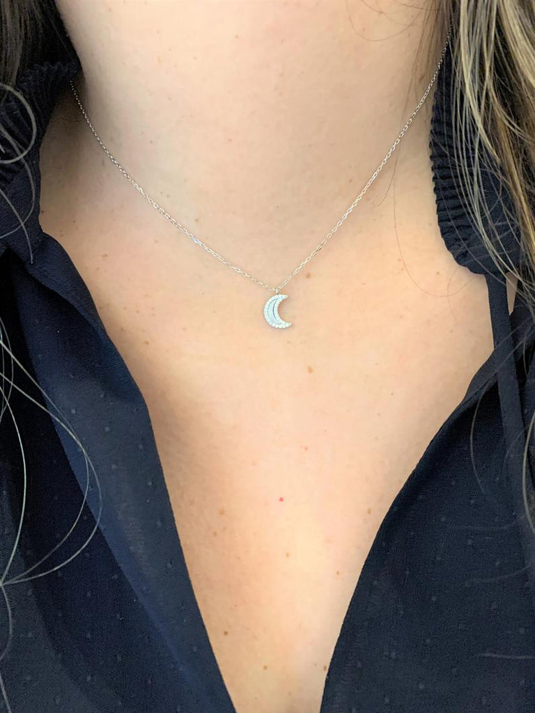 Mother-Pearl Moon Necklace in Sterling Silver