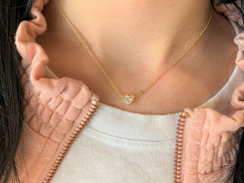 Heart Shaped Solitaire Necklace