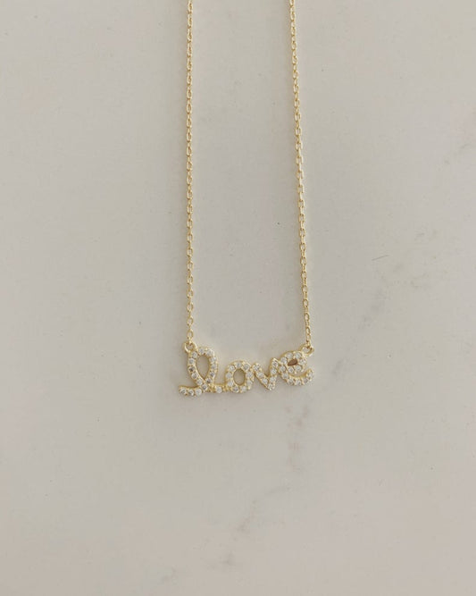 Medium Love Necklace in Sterling Silver, Love, Dainty Necklace, Delicate Jewelry, Minimalist Necklace, Lover