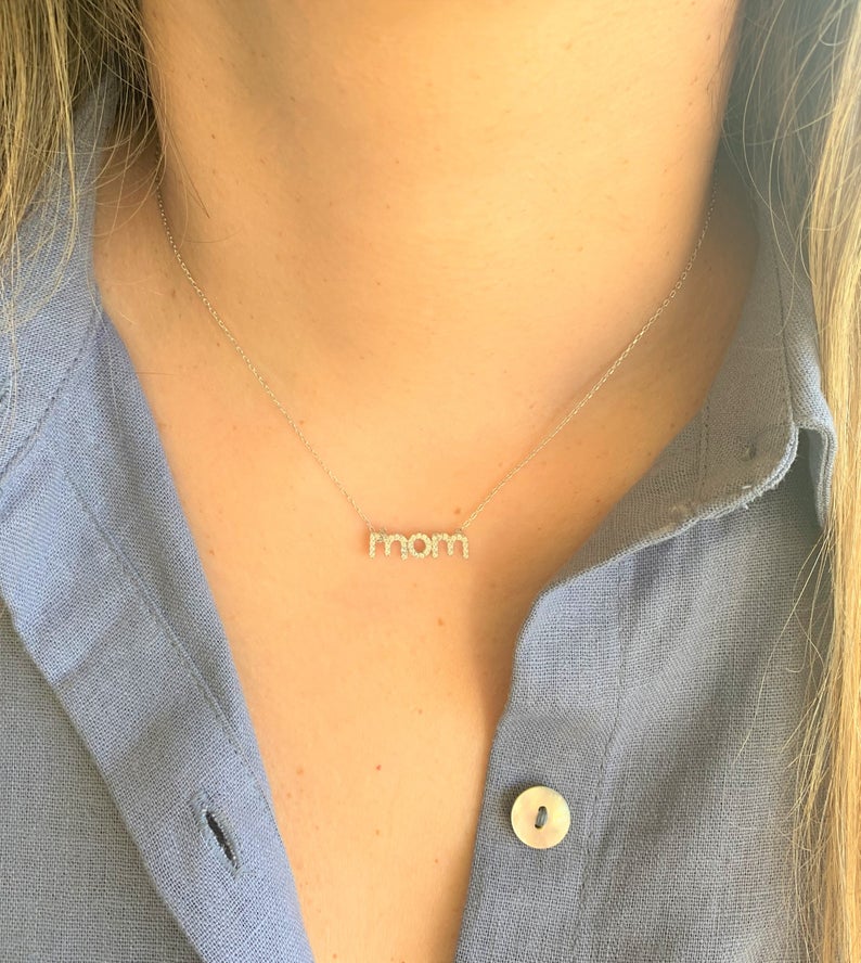 Mom Necklace in Sterling Silver, Lowercase Mom Necklace, Dainty Necklace, Delicate Jewelry, Minimalist Necklace, Necklace, Mothers Necklace