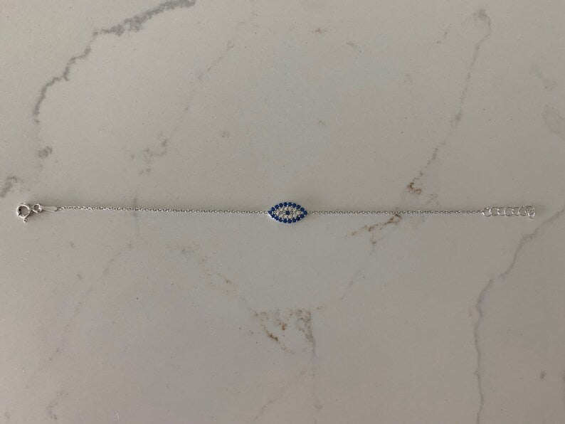 Oval Evil Eye Bracelet Sterling Silver