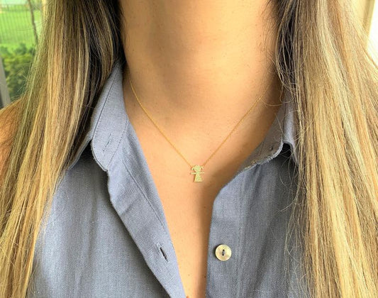 Medium Girl Shaped Charm Necklace, Sterling Silver, Gift for Mom to Be, Girl Charm Necklace, Gift for Grandma, Mothers Gift, Girl Necklace