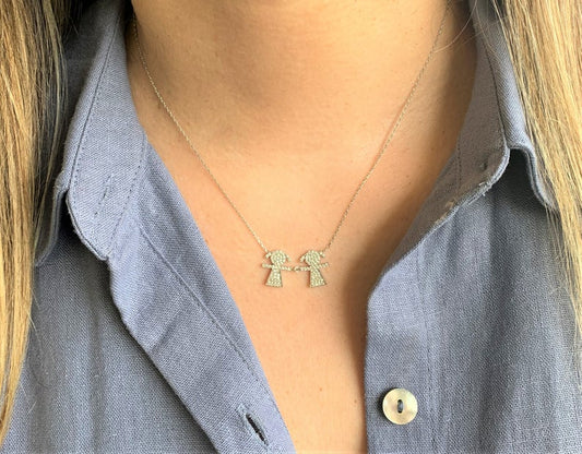 Children Necklace for Mom in Sterling Silver