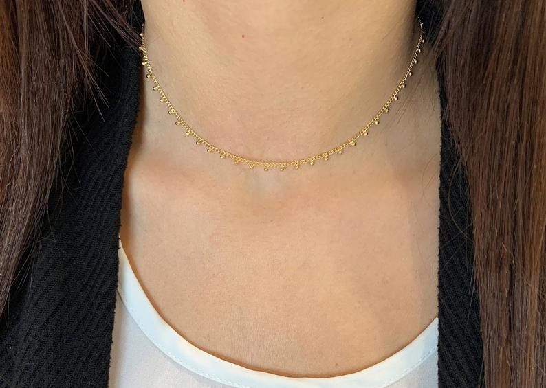 Beaded Chain Necklace Gold | Gold-filled