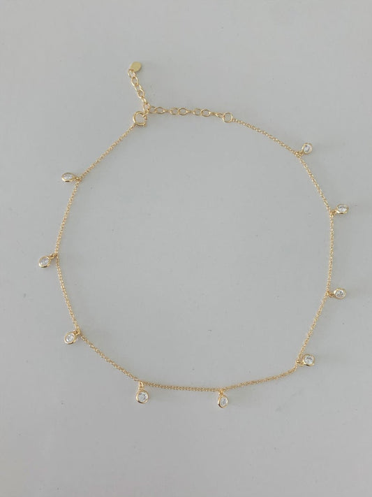 Choker Diamond Simulated Necklace in Sterling Silver