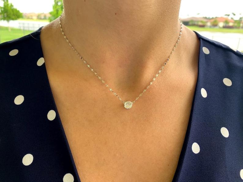 Large Solitaire Cubic Zirconia Necklace Stacking Mirror – YanYa