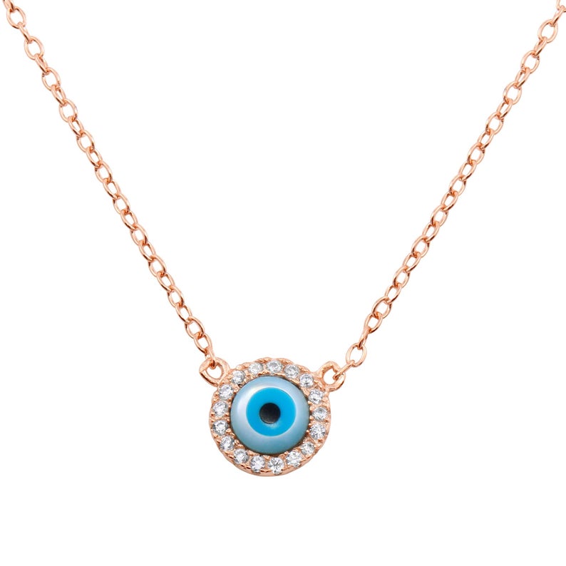 Round Evil Eye Necklace in Gold Vermeil and Sterling Silver
