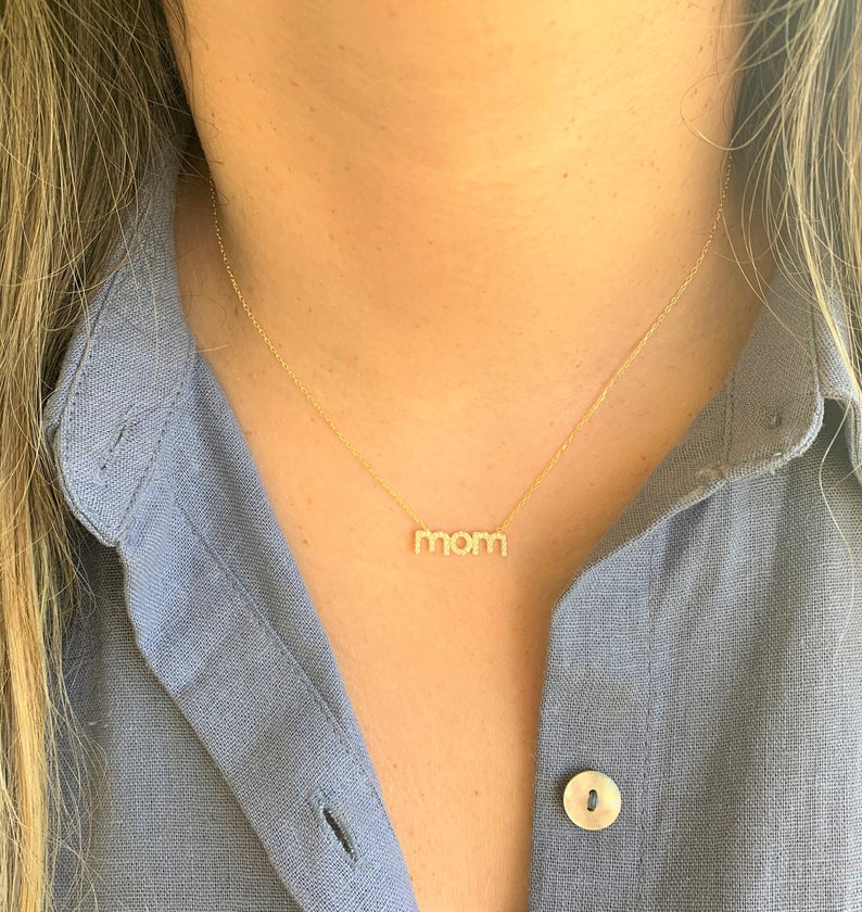 Mom Necklace in Sterling Silver, Lowercase Mom Necklace, Dainty Necklace, Delicate Jewelry, Minimalist Necklace, Necklace, Mothers Necklace