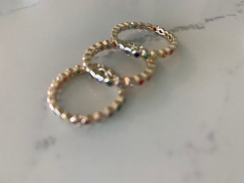 925 Sterling Silver Rainbow Band