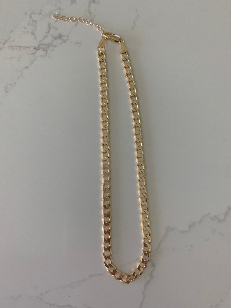 Flat Curb Chain Gold over Sterling Silver