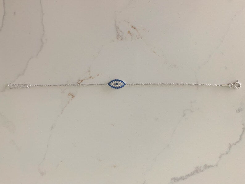 Oval Evil Eye Bracelet Sterling Silver