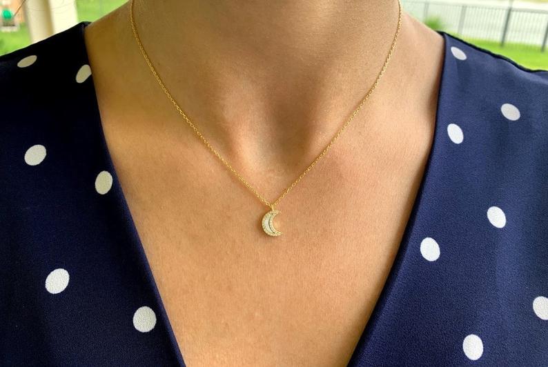 Mother-Pearl Moon Necklace in Sterling Silver