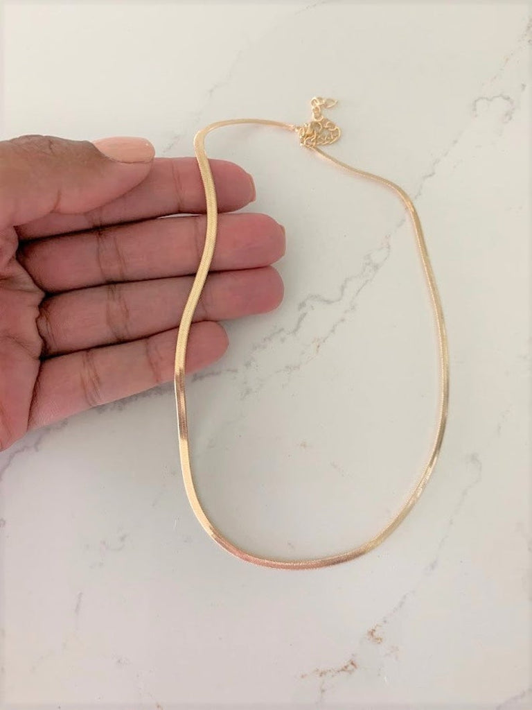 3MM Herringbone Necklace | Gold-filled
