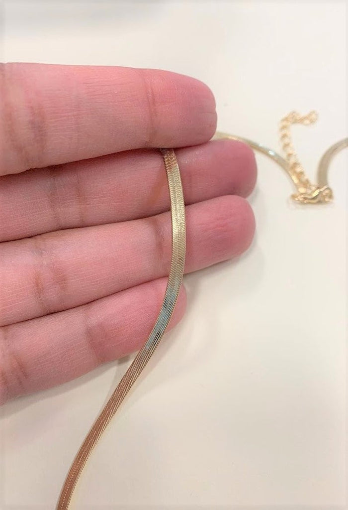 3MM Herringbone Necklace | Gold-filled