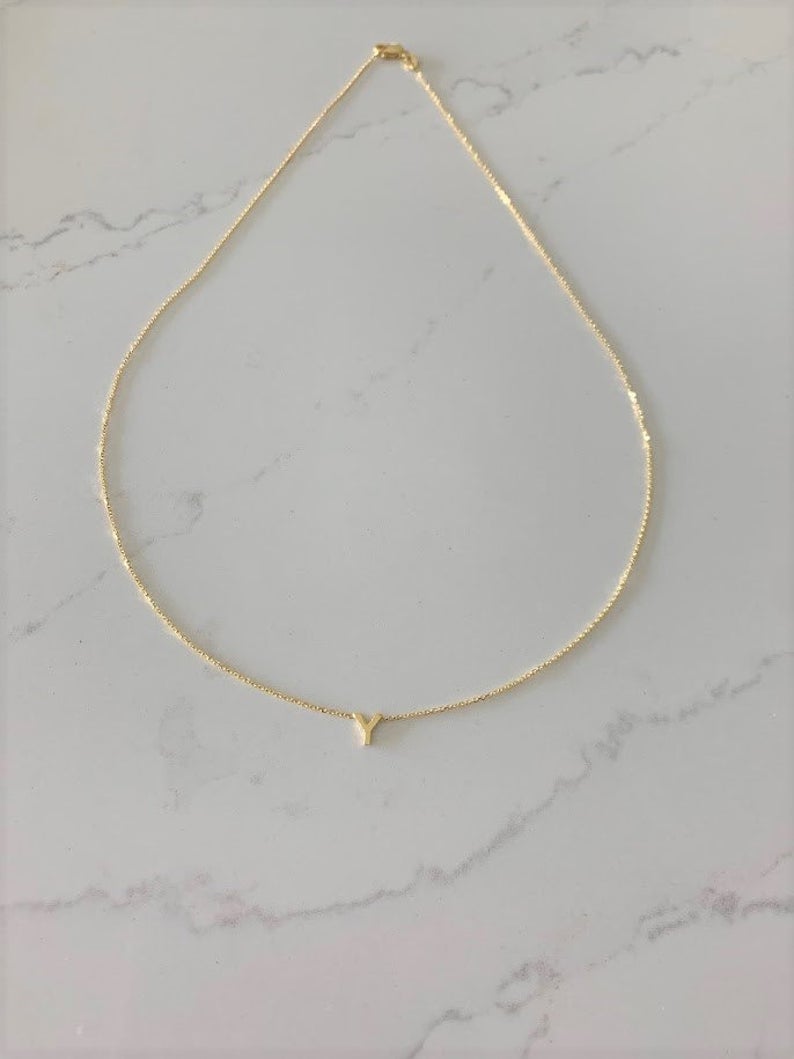 Dainty 14K Gold Initial Necklace