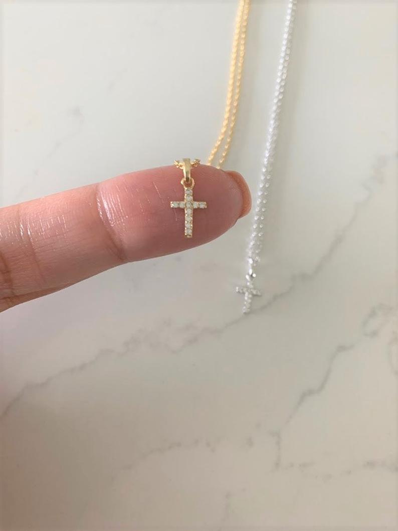 Dainty Cubic Zirconia Cross in Sterling