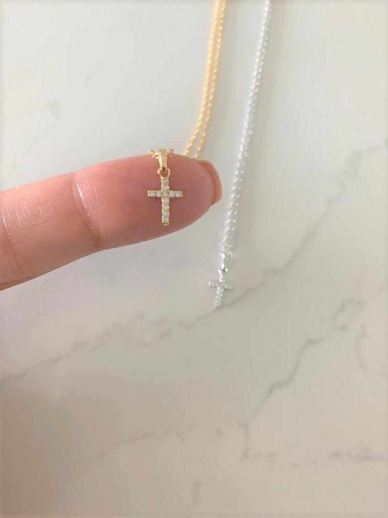Dainty Cubic Zirconia Cross in Sterling